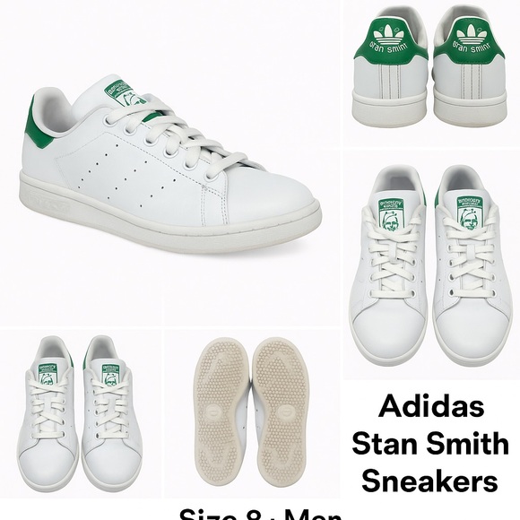 Adidas Stan Smith Classic Sneakers | White & Green | Unisex 8 - Picture 1 of 2